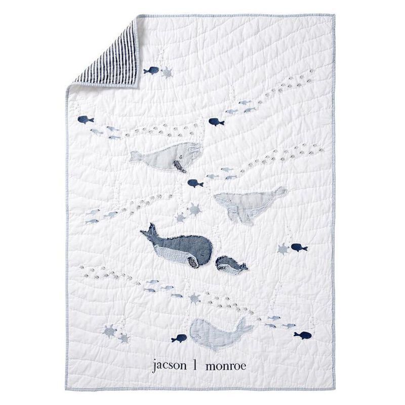 Pottery Barn Kids Cost Engineered Jack Whale Baby Quilt Toddler Blue Multi image number 0